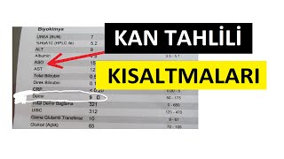 KAN TAHLİLİ KISALTMALARI  Adan Zye TÜM TESTLER  UzmDrKemal Aslan [upl. by Jeralee]