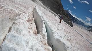 Crossing crevices on Aletsch Glacier [upl. by Mahgem941]