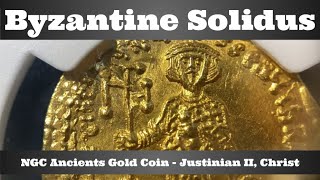 Byzantine Empire Gold Solidus Ancient Coin  Justinian II AD 685695  NGC Ancients [upl. by Leahplar]