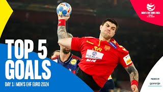 Top 5 Goals  Day 1  EHF EURO 2024 [upl. by Nueovas495]