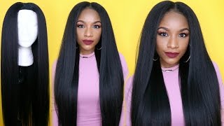 Kinky Straight Hair Under 25  How to Make a Wig in 30 Minutes [upl. by Odelet163]