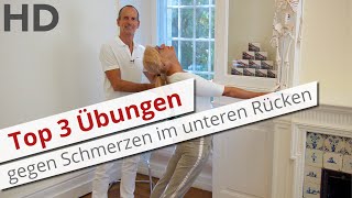 Top 3 Übungen gegen Schmerzen im unteren Rücken  Rückenschmerzen Lendenwirbelsäule [upl. by Prospero926]