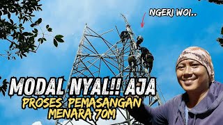 NGERI Proses pemasangan rangka baja tower ketinggian 70morang ini rela bergantugan menarik beban [upl. by Marya]