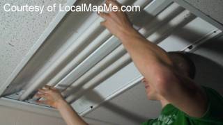 How to install or change fluorescent bulbs in recessed office fluorescent lighting [upl. by Annaehr]