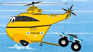 Police Cars amp Helicopter vs Monster Trucks in the Police chase  Cars Garage  Videos for Kids [upl. by Nothsa157]