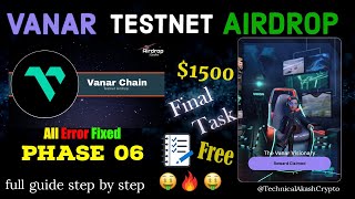 Vanar Chain Testnet Airdrop Phase 6  Send test Vanry to your Brillion Wallet  New Task In Hindi [upl. by Nesnaj674]