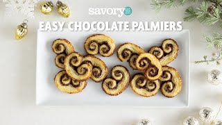 Chocolate Mini Palmiers  SavoryOnline [upl. by Yddor]