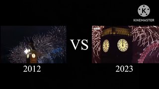 MY MOST POPULAR VIDEO  BBC London New Year Fireworks 2012 VS 2023 [upl. by Kemp579]