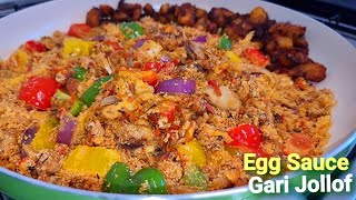 Delicious Egg Sauce Gari Fortor Recipeeasy gari jollof best gari foto the Ghanaian way [upl. by Catton827]