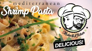 Pasta with Scampi  garlic shrimp Pasta  tagliatelle with shrimp [upl. by Oaoj]