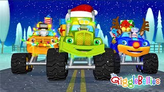 Wheels On The Monster Truck  Christmas Version  GiggleBellies Monster Trucks [upl. by Oira478]