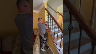 Iron metal balusters Installation reels hardwoodfloors home usa atlantageorgia [upl. by Aleekat721]