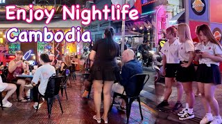 Cambodia Nightlife Phnom Penh Street 136 Walking Tour 4K Tour [upl. by Geirk385]