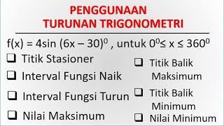 Titik stasioner fungsi trigonometri Sinus  fungsi naik turun titik balik maksimum dan minimum [upl. by Nylkcaj]