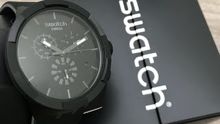 Swatch Checkpoint Black Big Bold Chrono Men’s Watch SB02B400 Unboxing UnboxWatches [upl. by Eirak]