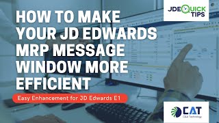 JDE Quick TIps  How to Make your JD Edwards EnterpriseOne MRP Message Window more Efficient [upl. by Ylluz]