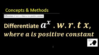 differentiate ax w r t x where a is positive constant [upl. by Eriuqs]