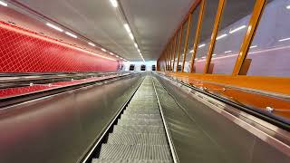 Sweden Stockholm Norsborg Subway Station 3X escalator [upl. by Ynneg]