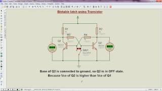 Bistable latch circuit operation  Proteus [upl. by Maag]