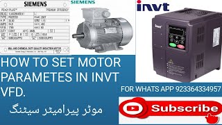 HOW TO SET MOTOR PARAMETERS IN INVT VFD FOR SOLAR PUMPinvt [upl. by Akerdnuhs]