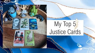 My Top 5 Favorite Justice Cards  toptarottrumps  VR to musingsbymascha [upl. by Schiff215]