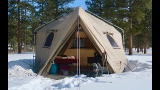 Living OffGrid in a Tent w Wood Stove New Campsite w No WIND so I can finally SLEEP [upl. by Nurat]