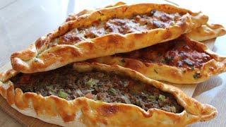 Turkish Pide  a delicious and easy meal with dough recipe [upl. by Ahtelrac]