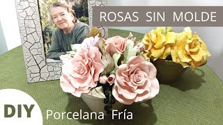 🌹Como realizar ROSAS SIN MOLDE en Porcelana Fría [upl. by Gerkman]