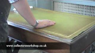 How to Replace A Leather Desk Top  Part 2  Laying The Leather [upl. by Bond]