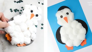 Cotton Ball Penguin Craft Idea for Kids [upl. by Arbed]