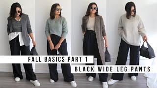 WIDE LEG PANTS  7 Outfit Ideas  Fall Basics  Part 1  Capsule Wardrobe [upl. by Eirrot58]