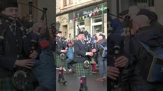 Vale of Atholl Pipe Band march out playing Wings for 2024 Pitlochry New Year Street Party shorts [upl. by Attej]