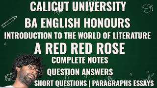 A Red Red Rose  Question Answers  Notes  BA English 1st Semester  Calicut University [upl. by Assilanna144]