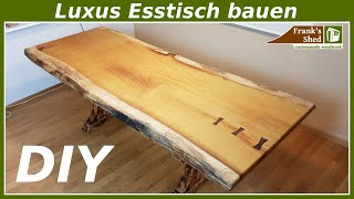 DIY Luxus Tisch selber bauen  Anleitung  XXL Massivholz Esstisch  Franks Shed [upl. by Teodora]