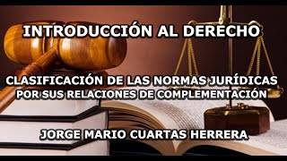 DESDE SUS RELACIONES DE COMPLEMENTACIÓN CLASIFICACIÓN DE LAS NORMAS INTRODUCCIÓN AL DERECHO [upl. by Alikam]