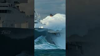 Ship Struggles Against Massive Wave – Close Call scaryocean ship MassiveWave [upl. by Brezin]