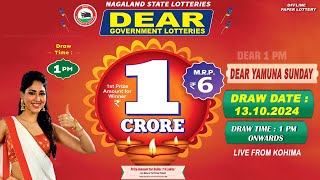 DEAR YAMUNA SUNDAY WEEKLY DEAR 1 PM ONWARDS DRAW DATE 13102024 NAGALAND STATE LOTTERIES [upl. by Borer593]