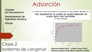 Clase nº 7  2 Adsorción isoterma de Langmuir [upl. by Alyks319]