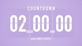 2 Hours Countdown Flip Clock Timer  Simple Beeps 🫐 🔔 [upl. by Placido85]