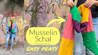 EASYPEASY ✂️ Schal aus Musselin nähen Nähen für Anfänger kostenlose Anleitung [upl. by Nirik]