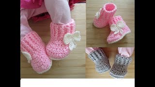 Crochet baby booties tutorial newborn 03 months 06 months © Designed by Happy Crochet Club [upl. by Air]