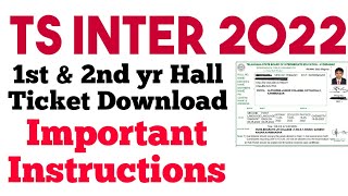 TS INTER 2022 Hall Ticket Download and Instructions [upl. by Eissed]