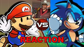 Archie Sonic vs Paper Mario Reaction Crossover Colosseum [upl. by Enawtna5]