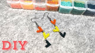 💛💚Kolczyki z Koralików  Wiszące Kolorowe Serduszka  DIY Tutorial [upl. by Darwen]