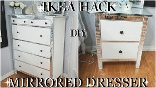 IKEA HACK  2018 INEXPENSIVE  DIY BLING MIRROR DRESSERS  DIY ROOM DECOR DRESSER MAKEOVER [upl. by Hanikas]