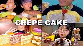 MUKBANGERS consuming CREPE CAKE [upl. by Pardew]