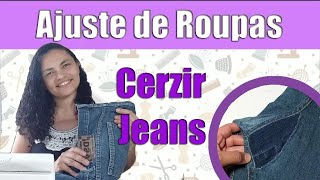 Como fazer cerzido  Dicas de conserto  Cingir calça jeans  Ajuste de roupa cerzir jeans [upl. by Savage]