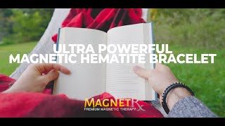 MagnetRX® Leather Magnetic Therapy Hematite Bracelet [upl. by Ennovihc]