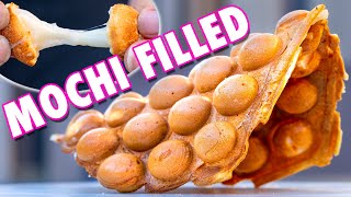 Hong Kong Egg Waffles with a CHEWY MochiFilled Center 雞蛋仔 [upl. by Airlee189]