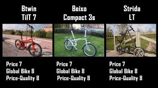 Btwin Tilt vs Beixo Compact vs Strida LT Chainless compare [upl. by Shayla349]